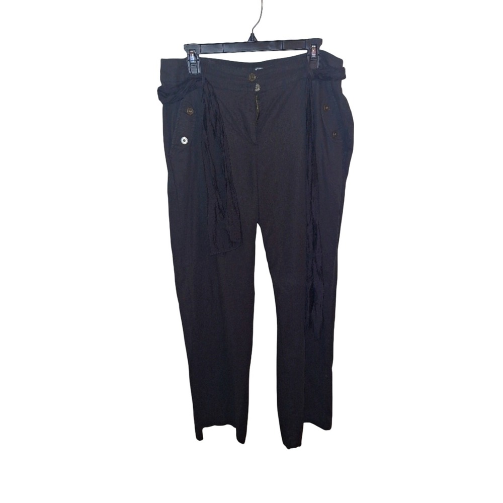 Venus Black‎ Linen Blend Tie Waist Sailor Style Pants Women's Size 12